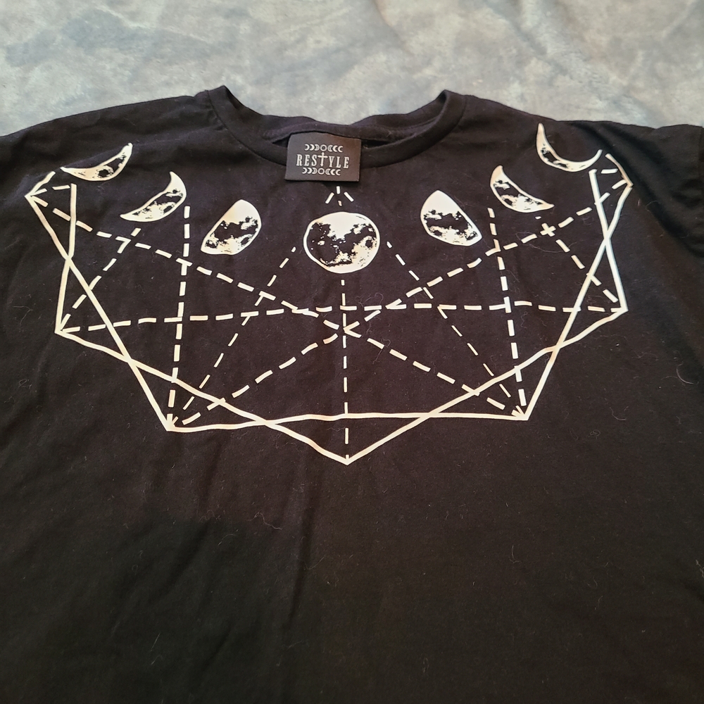 Small Goth Crop Shirt with Moon Phases